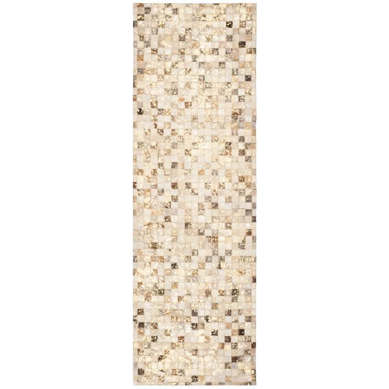 Tapis ivoire touffeté à la main Atchley, Tapis de couloir 2 pi 3 po x 7 pi