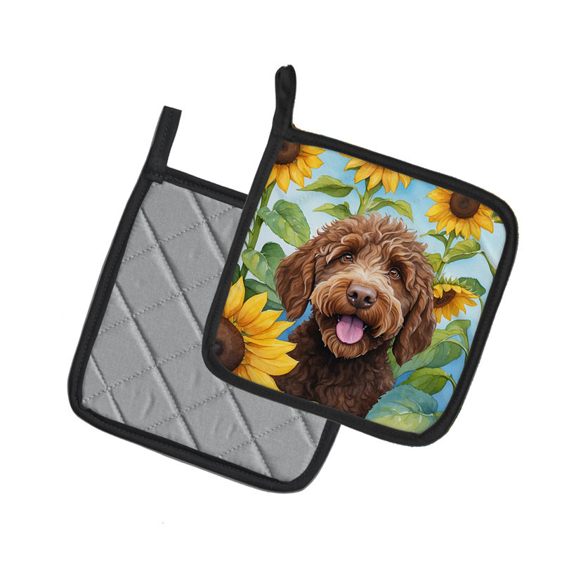 Caroline's Treasures In Sunflowers Floral Polyester Potholder Set