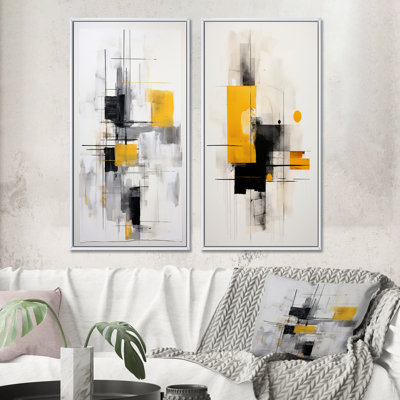 " Grey Yellow Minimalism Purity Of Form " 2 - Pieces