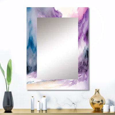 Violet tempête à l'horizon II - miroir décoratif à encre liquide, miroir mural moderne, impression d'art en métal