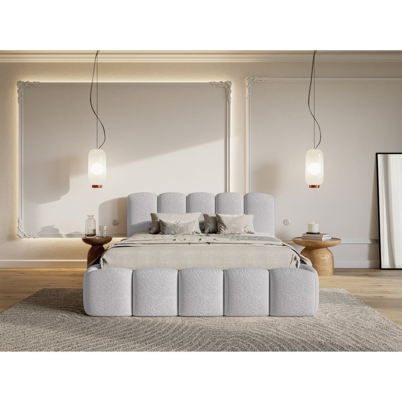 Denell Upholstered Bed, Gray/Yellow, 140 x 200cm