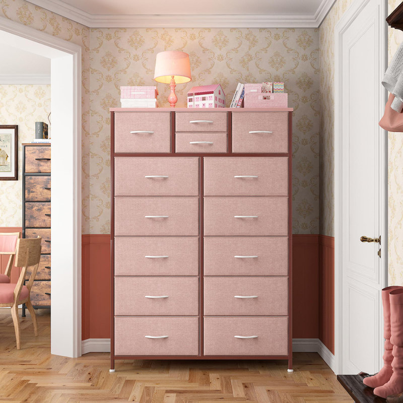 Commode 14 tiroirs Colleen, Rose