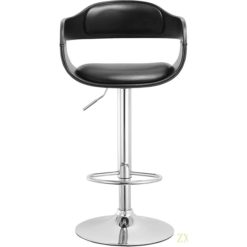 Contemporary Swivel Adjustable Barstool With Padded Seat And Back