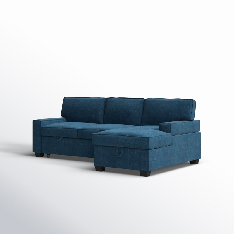 Canapé-lit modulaire coulissant avec méridienne 2 pièces Yates, Indigo