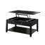 Table basse à plateau relevable en noir avec plateau élégant et rangement latéral en bois