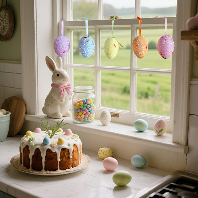 Foam Easter Eggs With Shiny Edges Kindergarten Children Hanging Ornaments
