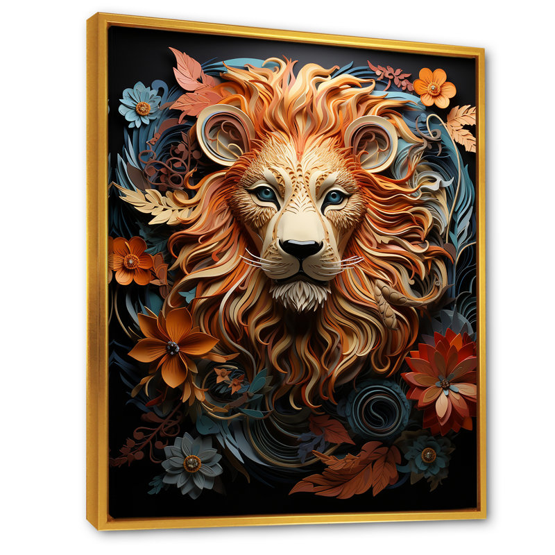 Lions Realm Dominant Presence - impression, H 20 po x l 12 po x P 1 po, Cadre flottant doré