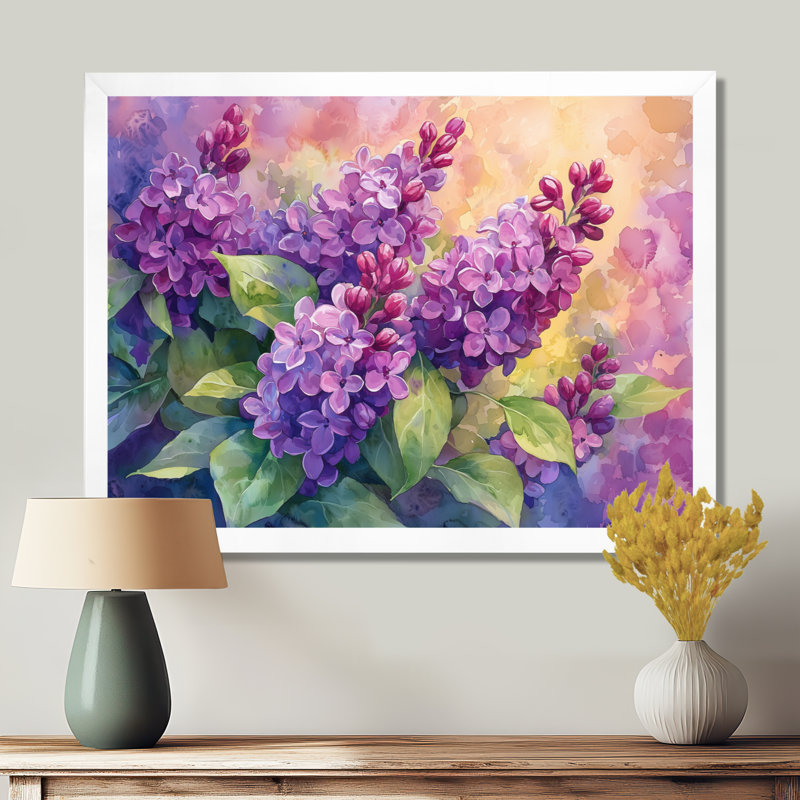 Jackline Lilacs In The Garden Realism I - Lilas, art mural, Reproduction encadrée d'une seule photo, H 30 po x l 40 po, Blanc