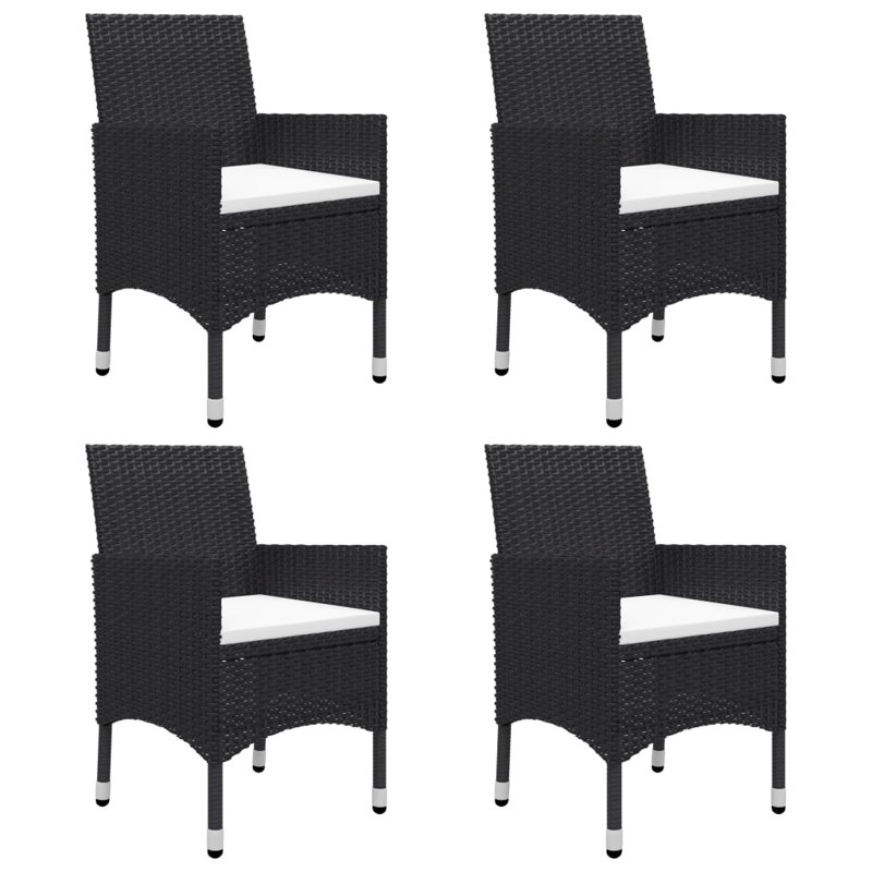 Dining Set Solid Acacia Wood Medium Ergonomic Dining Set, Black, White, 4