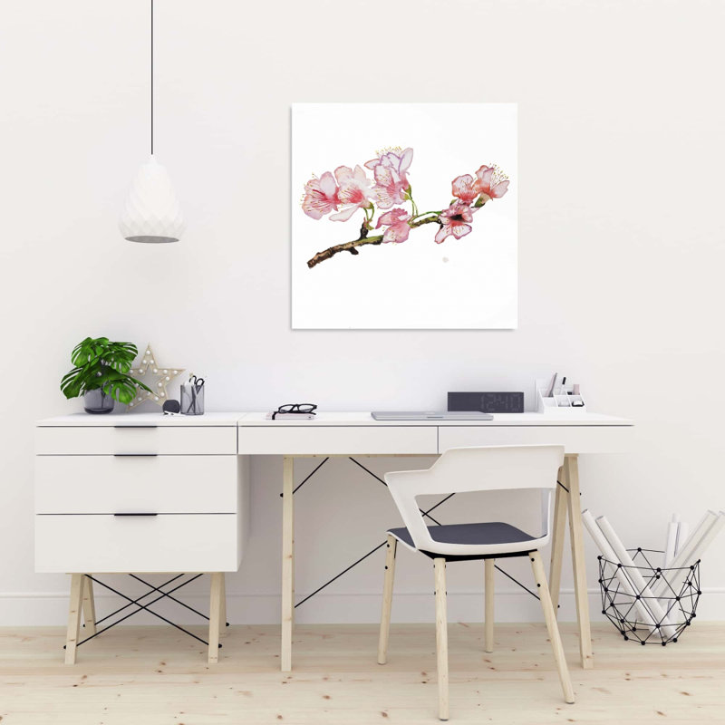 Décoration murale cerisier en fleurs - arbre floral asiatique rose