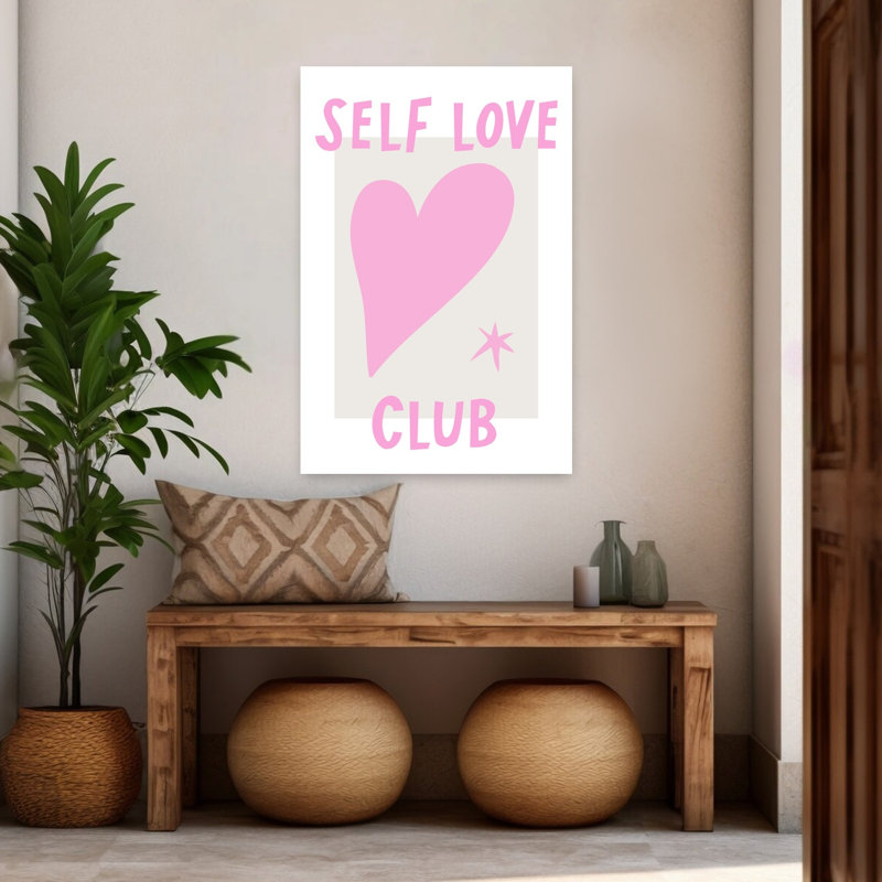 Club d'amour de soi Cœur Art mural contemporain minimaliste architecture moderne paysage Impression, H 48 po x l 32 po