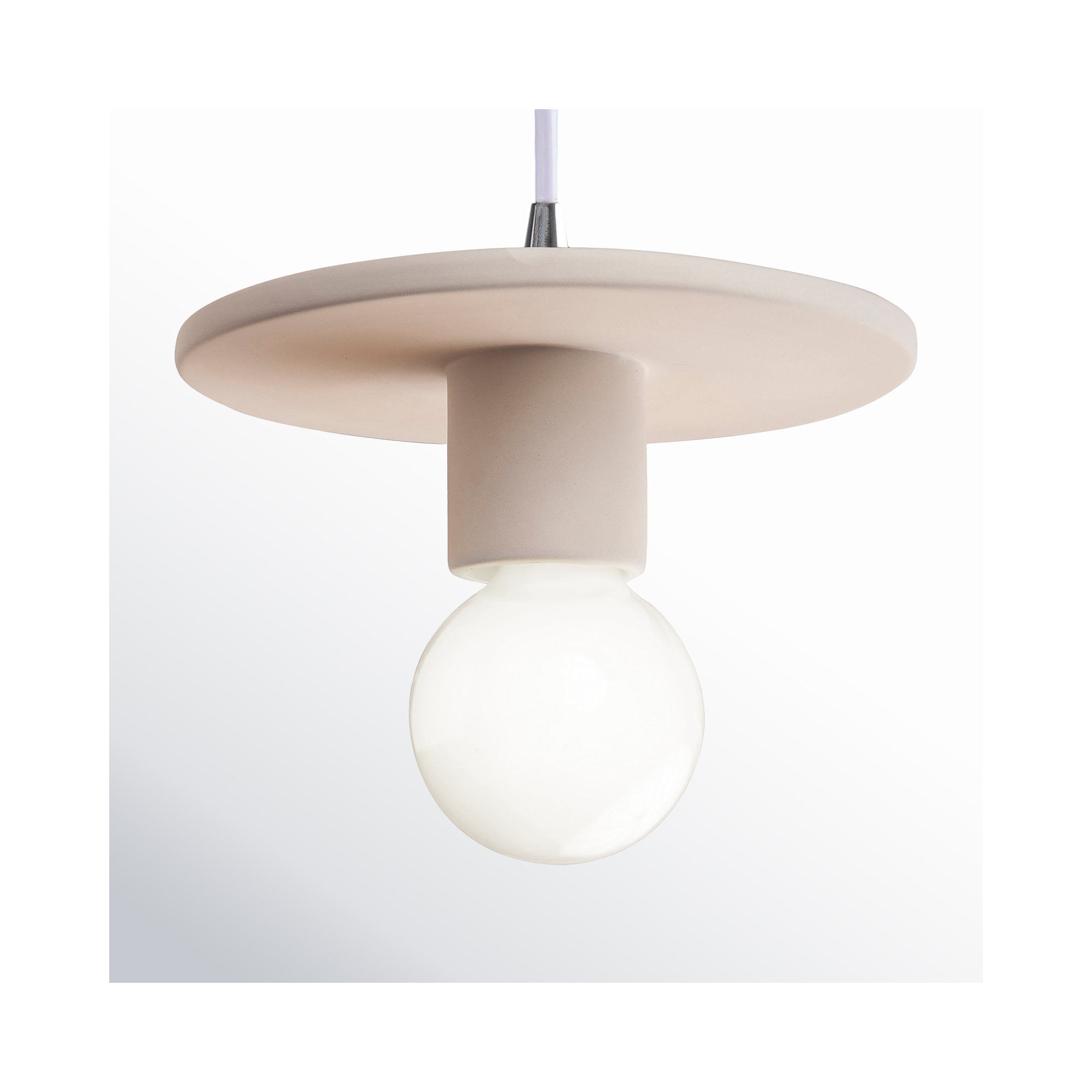 Leni Single Light Ceramic Dimmable Pendant, Bisque, Polished Chrome