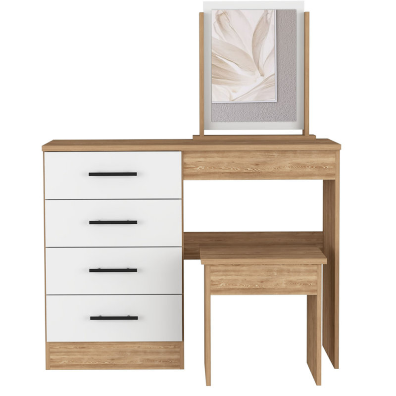 Slay Dressing Table with Mirror, Honey/White