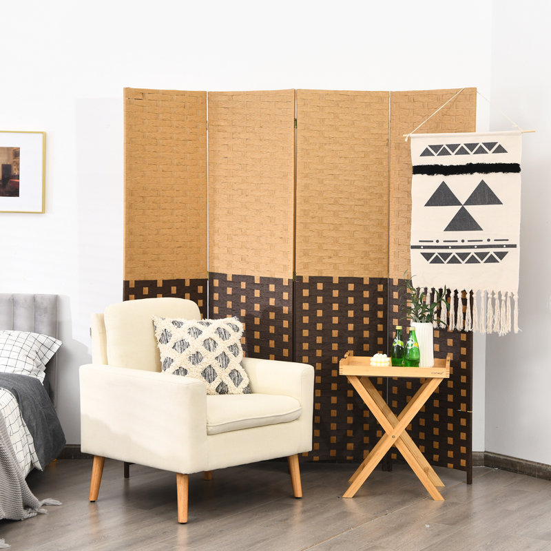 Millings 180cm W x 180cm H 4 - Panel Solid Wood Folding Room Divider