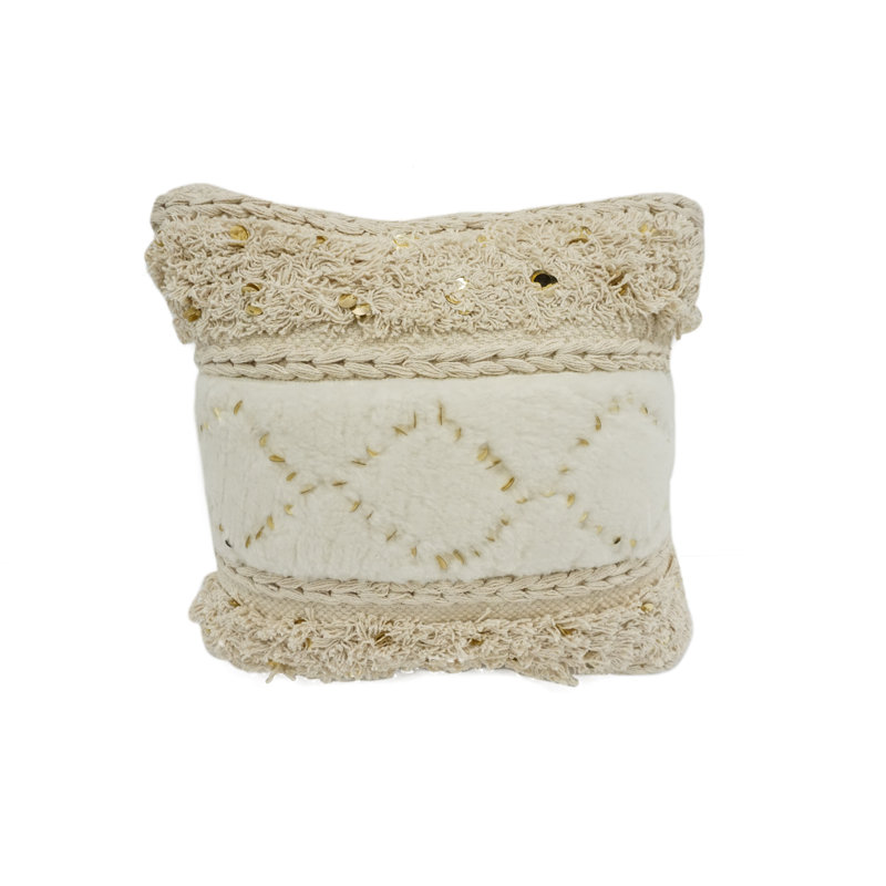 Fringed Cotton Throw Pillow