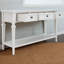 Console blanc antique antique facile à assembler, conception de style rétro classique, trois tiroirs supérieurs + tablette inférieure ouverte, à la fois rangement et décoration-1520654342