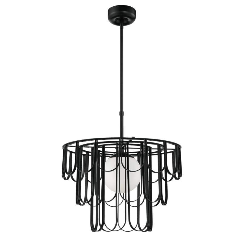 Hialmar 1 - Light Unique/Statement Pendant, Black, 67.8" H x 24" W x 24" D