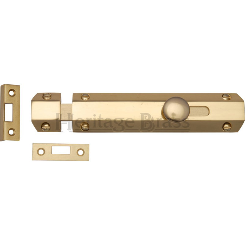 Heritage Brass Heritage Door Bolt Flat, Polished Brass, 10.16 cm W