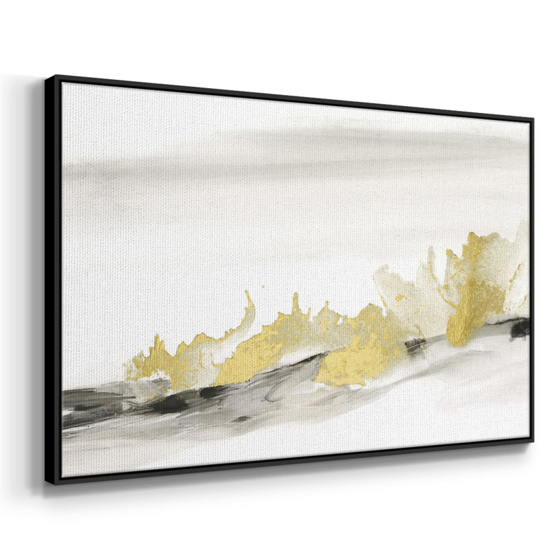 Toile tendue avec cadre doré Gold on the Horizon II, H 27 po x l 41 po x P 2 po, Noir