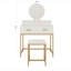 Ensemble de coiffeuse avec miroir et tabouret - coiffeuse de maquillage avec tiroirs de rangement et organisateur, blanc et doré, conception peu encombrante pour les petites chambres