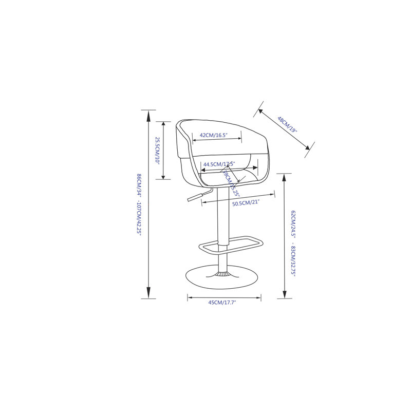 Adjustable Swivel Bar Stool