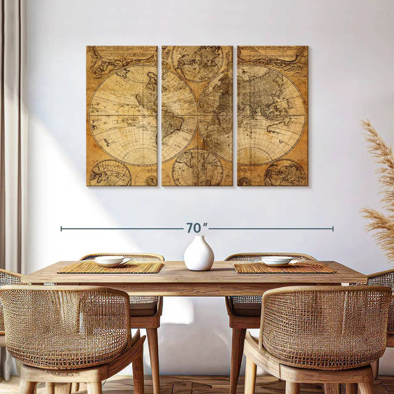 Aliaz Grunge Vintage Map, 36" H x 57" W