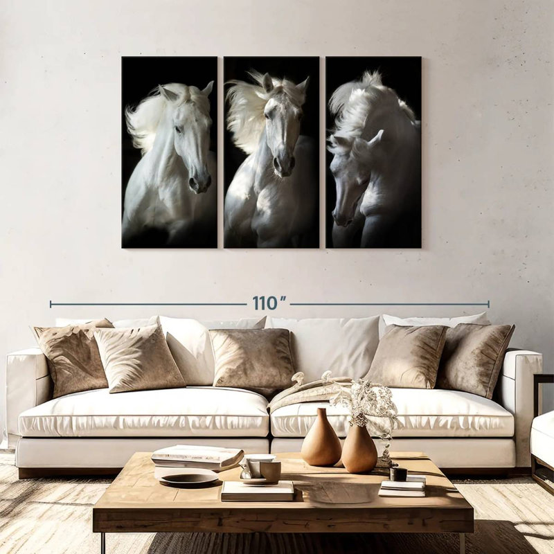 Brampt Three White Horses, 48" H x 74" W