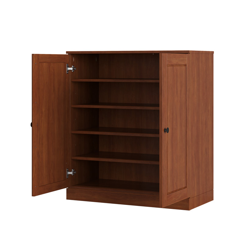 Armoire de rangement à chaussures 100% en bois massif avec portes à panneaux surélevés, tablettes réglables, rangement de rangement empilable peu encombrant, l 32 po x H 35,75 po