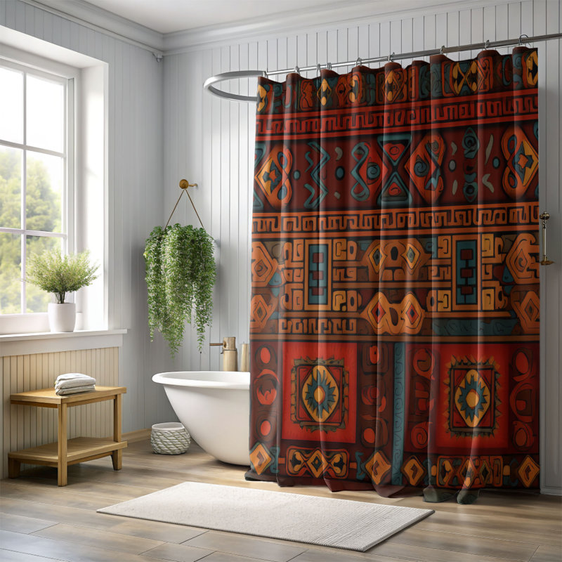 Traditional Motifs - Rideau de douche Premium, H 74 po x l 71 po