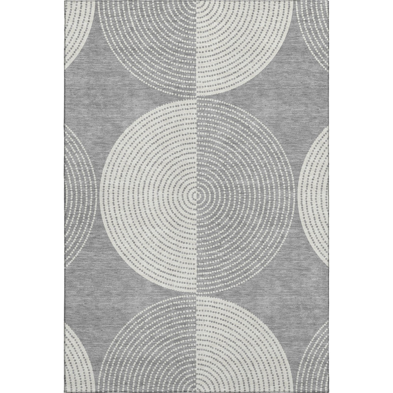 Premium Machine Washable Mayfield AMF2275 Geometric Rug, Gray, 8' x 10'