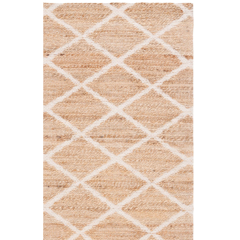Tapis géométrique en jute de coton tissé à la main Cowden, Tapis de couloir 2 pi 3 po x 8 pi