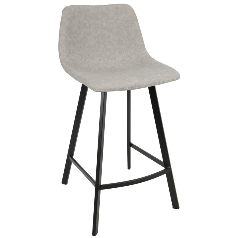 Ensemble de 2 tabourets de comptoir noirs avec revêtement en similicuir gris | Idée de cadeau