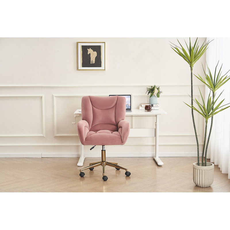 Chaise de bureau avec structure en métal, revêtement en velours, accoudoirs inclus, pivotant, hauteur réglable, roulettes