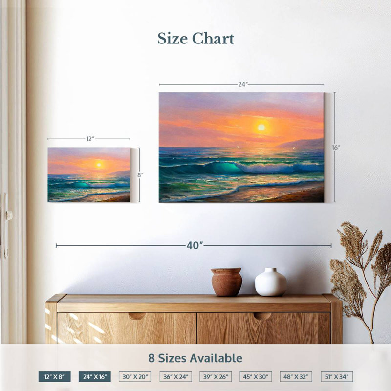 Alvord, soleil sur la mer, peinture, H 16 po x l 24 po
