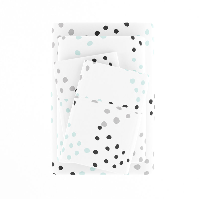 King Light Gray Trio Dots Microfiber Sheet Set