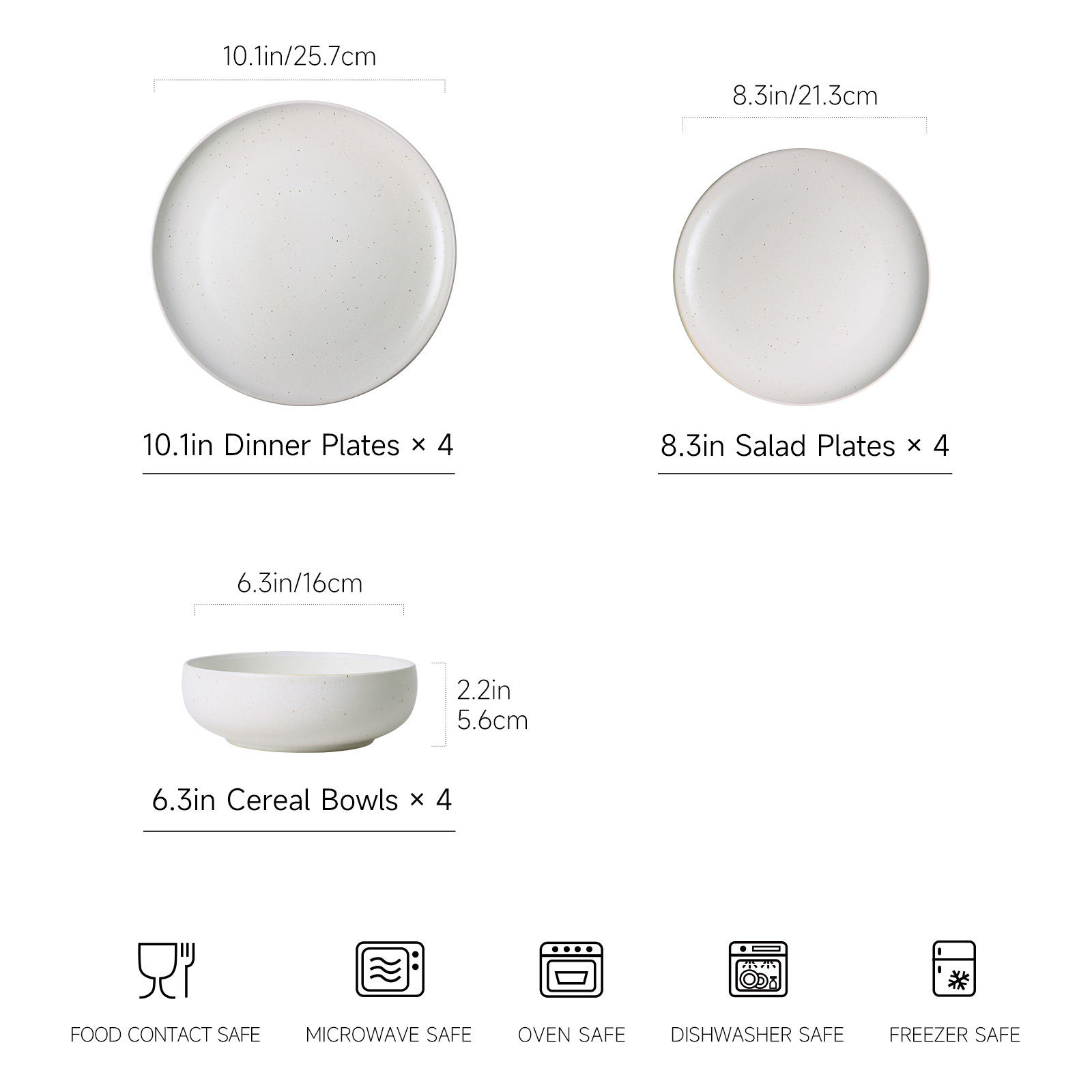  Misty Sprout 12 Piece Stoneware Dinnerware Sets,Service For 4, Cream