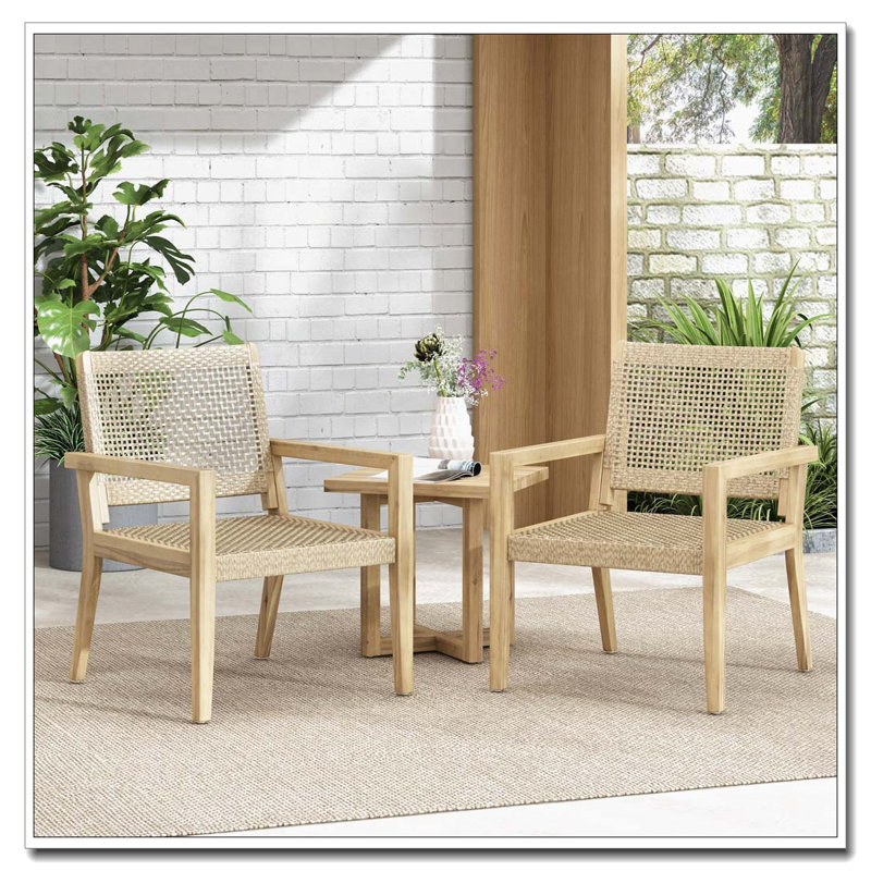 Ensemble de chaises d'extérieur en osier et bois d'acacia