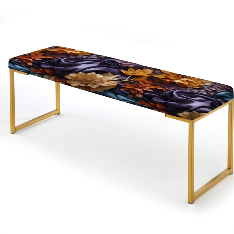 Road Elegance - Banc tapissier chinois à motif floral doré