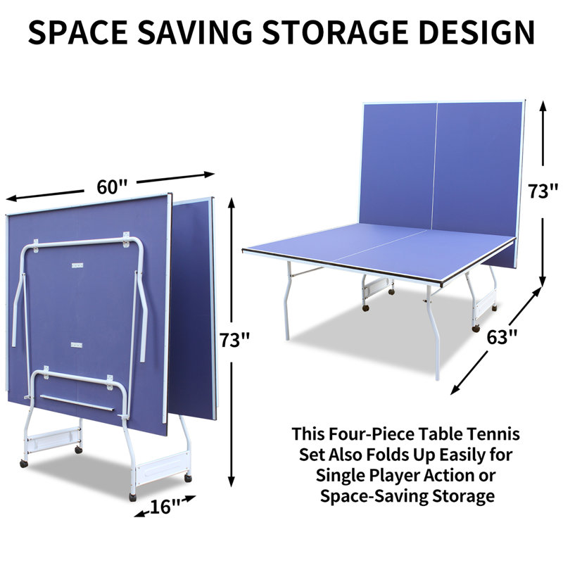 Ensemble de table de ping-pong de table de tennis de table pliable et portable de taille moyenne pour jeux d'intérieur avec filet