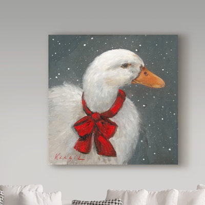 Impression sur toile tendue «Hinth Goose Red Xmas Bow»