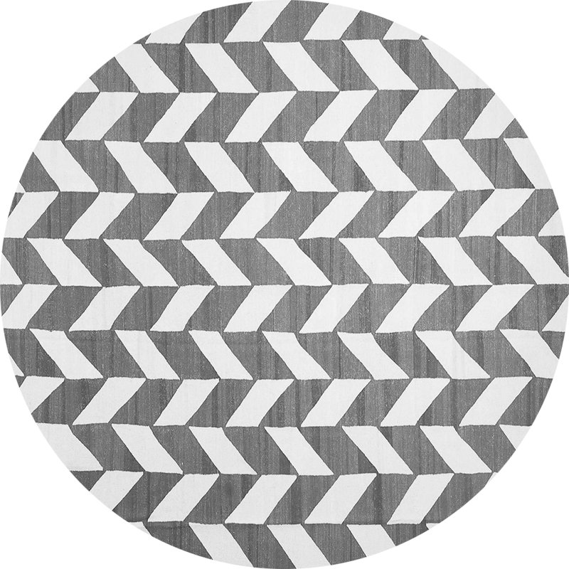 Tapis gris contemporain lavable à la machine 548, Rond 8 pi