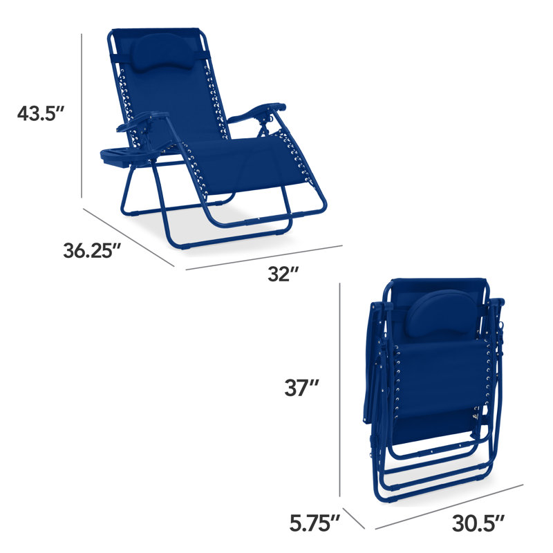  Oversized Zero Gravity Chair, Folding Outdoor Patio Recliner W/ Cup Holder - Marine, Marine Cushion/Marine Frame