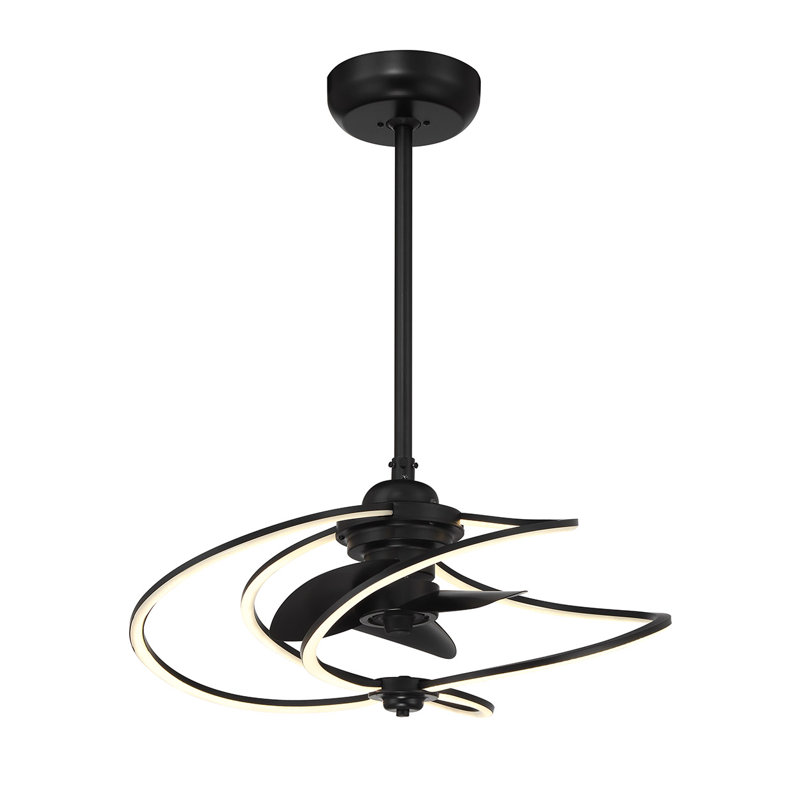 Peshawa 24" LED Fandelier in Matte Black with Remote Control, Matte Black