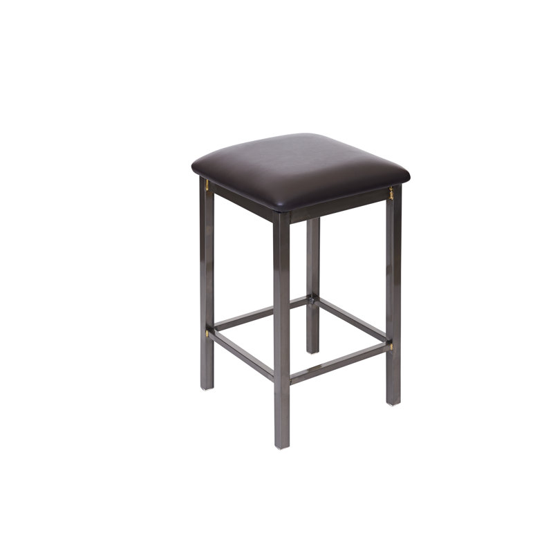 Upholstered Counter Stool with Metal Frame, Dark Brown
