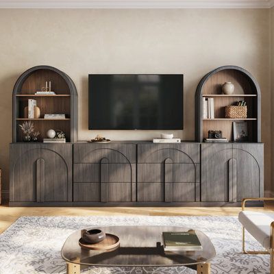 4 Piece Set Modular TV Stand with Storage - 1C2E, Ebony