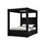 1 lit quatre places pour grand lit de style moderne avec tête de lit tapissier en tissu de velours noir riche et pour le confort de la chambre à coucher-642287279-642287277