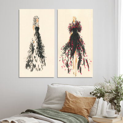 «Fashion Woman Line Art III», ensemble de 2 impressions sur toile
