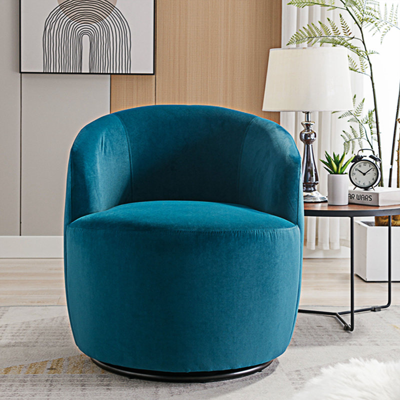 Genece Upholstered Swivel Accent Chair, Teal Velvet