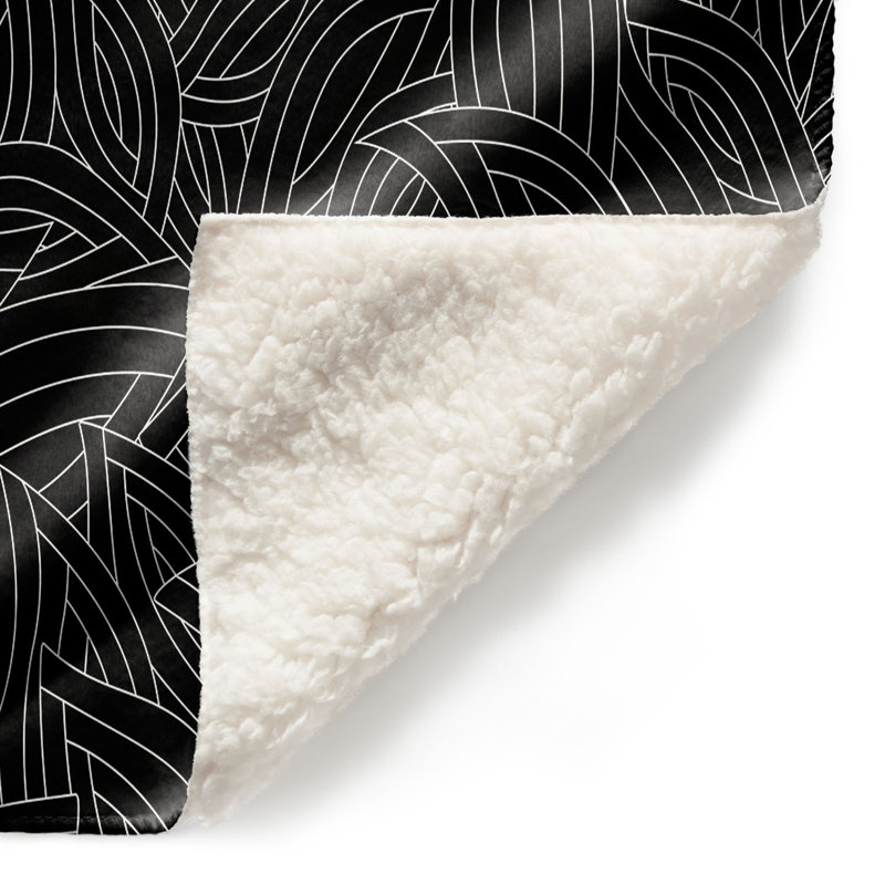 Couverture en sherpa doux leaves black, l 51 po x L 60 po