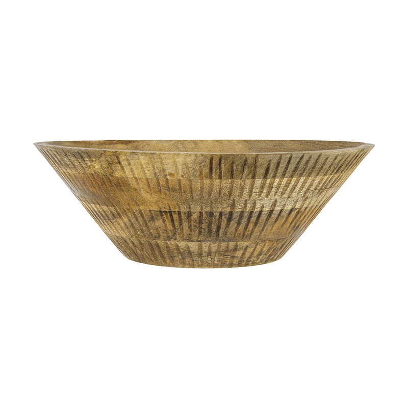 Bol décoratif rond en bois de manguier D12x4 ", bol en bois sculpté naturel